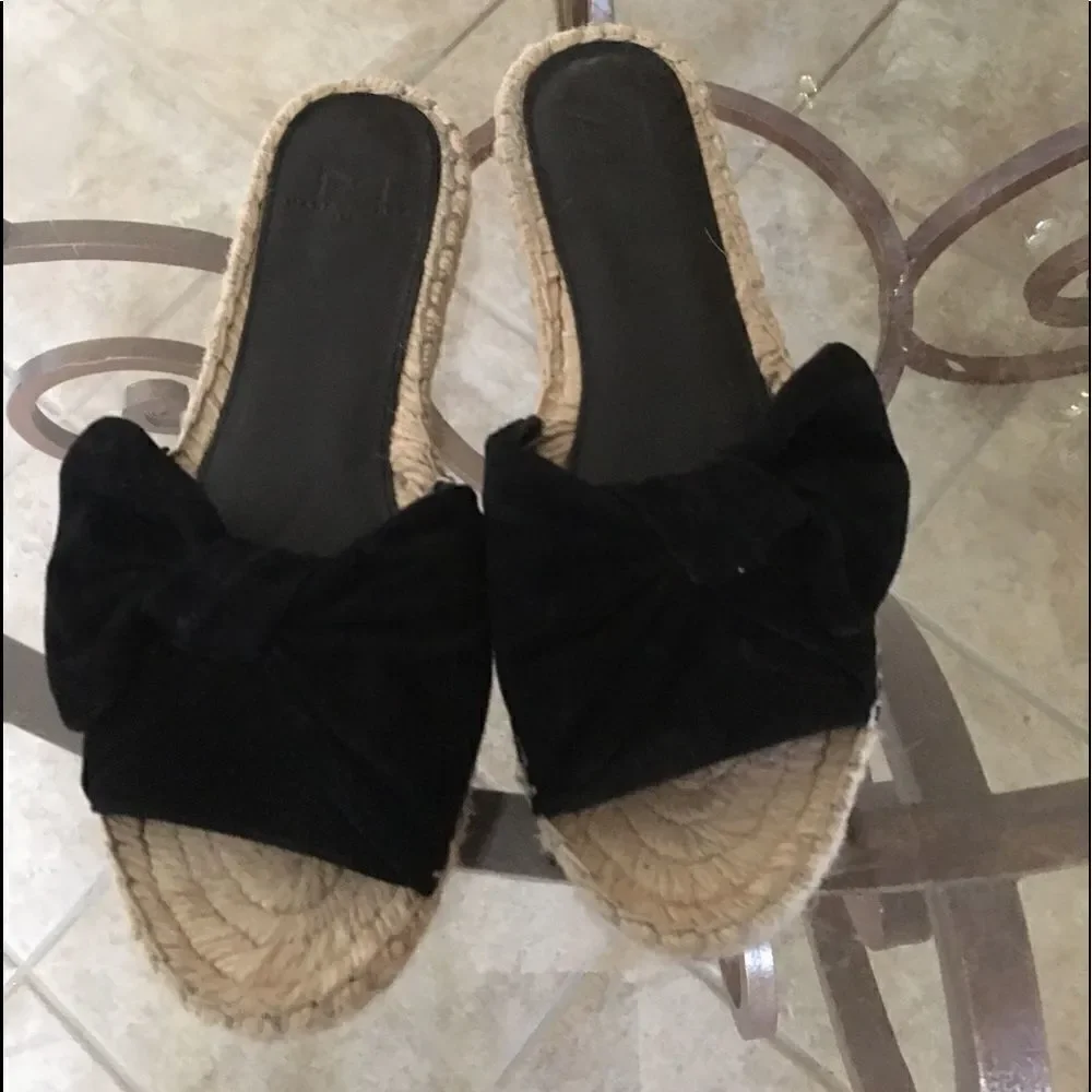 VELVET BOW Top Espadrille Slide Sandals!